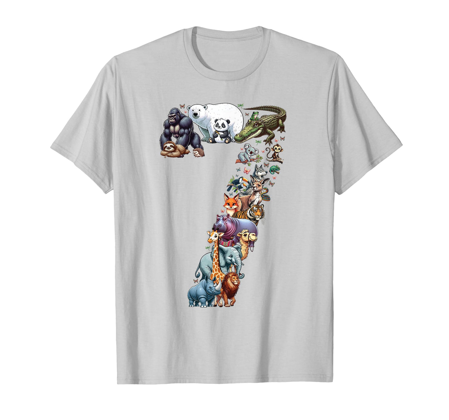 7th Birthday 7 Years Old Zoo Animals Wildlife Safari Jungle T-Shirt