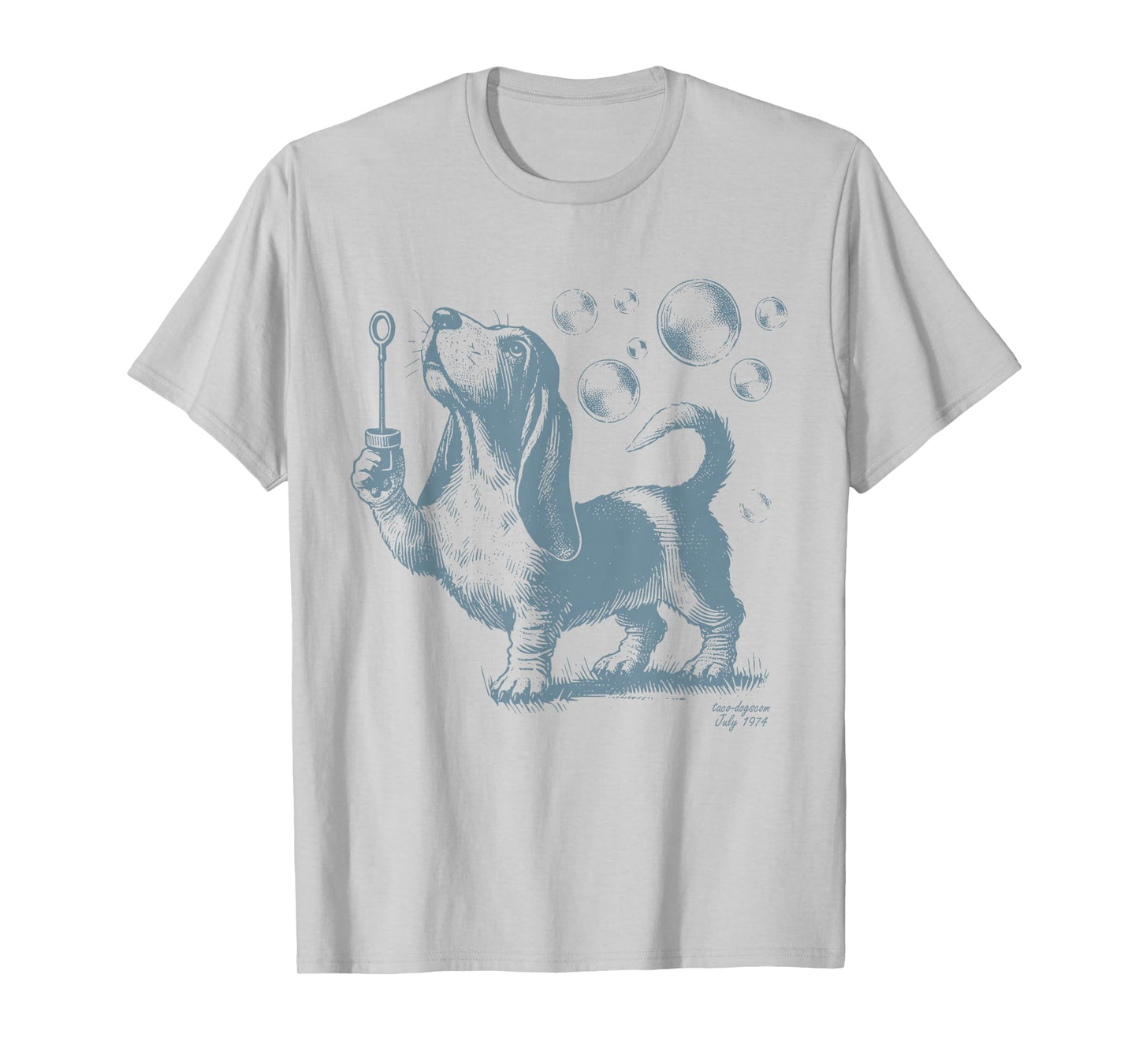 Retro Funny Basset Hound Blowing Bubbles Dog Lover Mom Dad T-Shirt