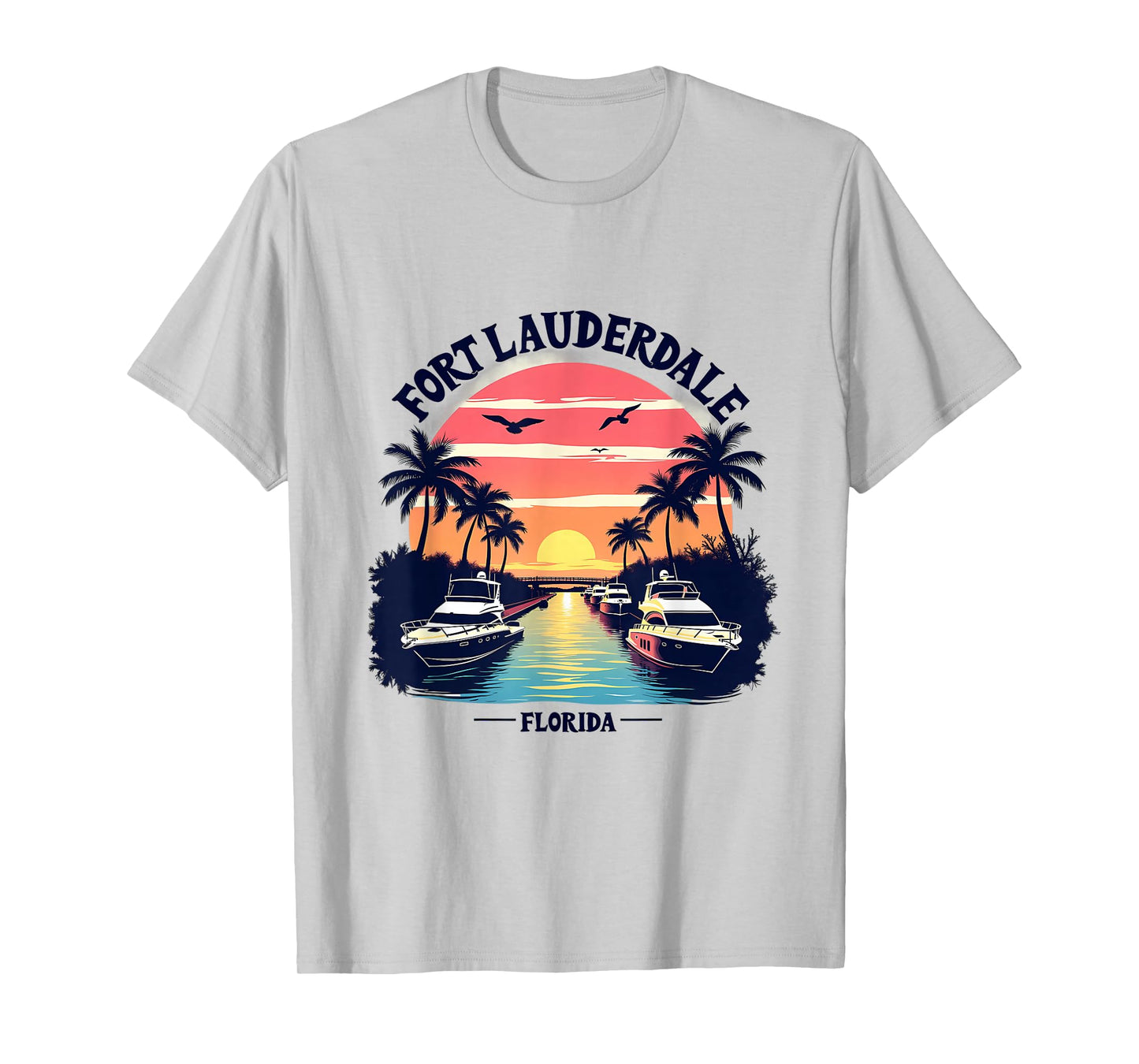 Fort Lauderdale Florida Sunset Boating Scene T-Shirt
