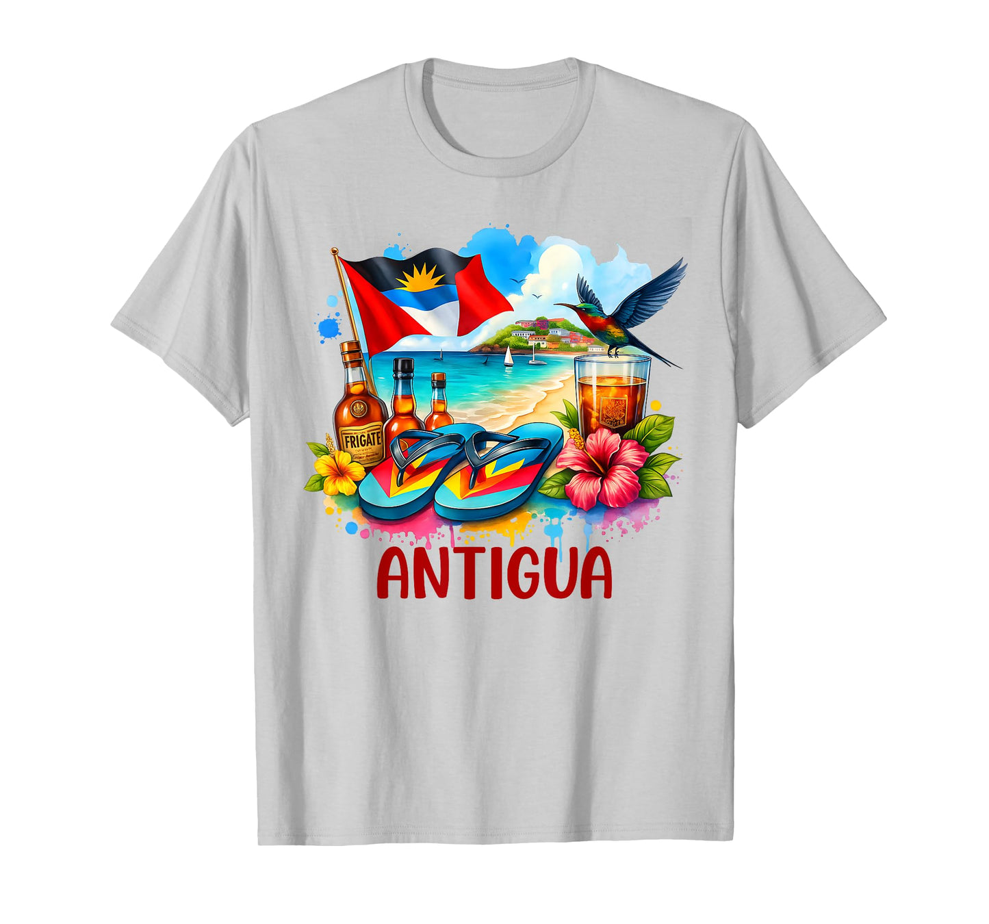Antigua and Barbuda Flag Island Flip Flops Tropical Beach T-Shirt