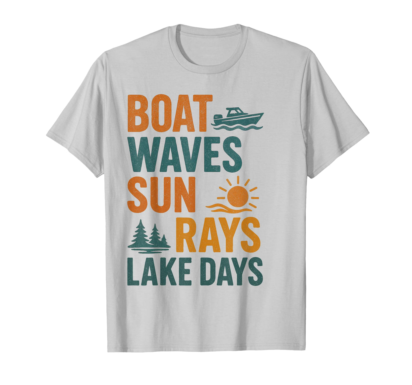 Boat Waves Sun Rays Lake Days Retro Summer - Lake Life Vibes T-Shirt