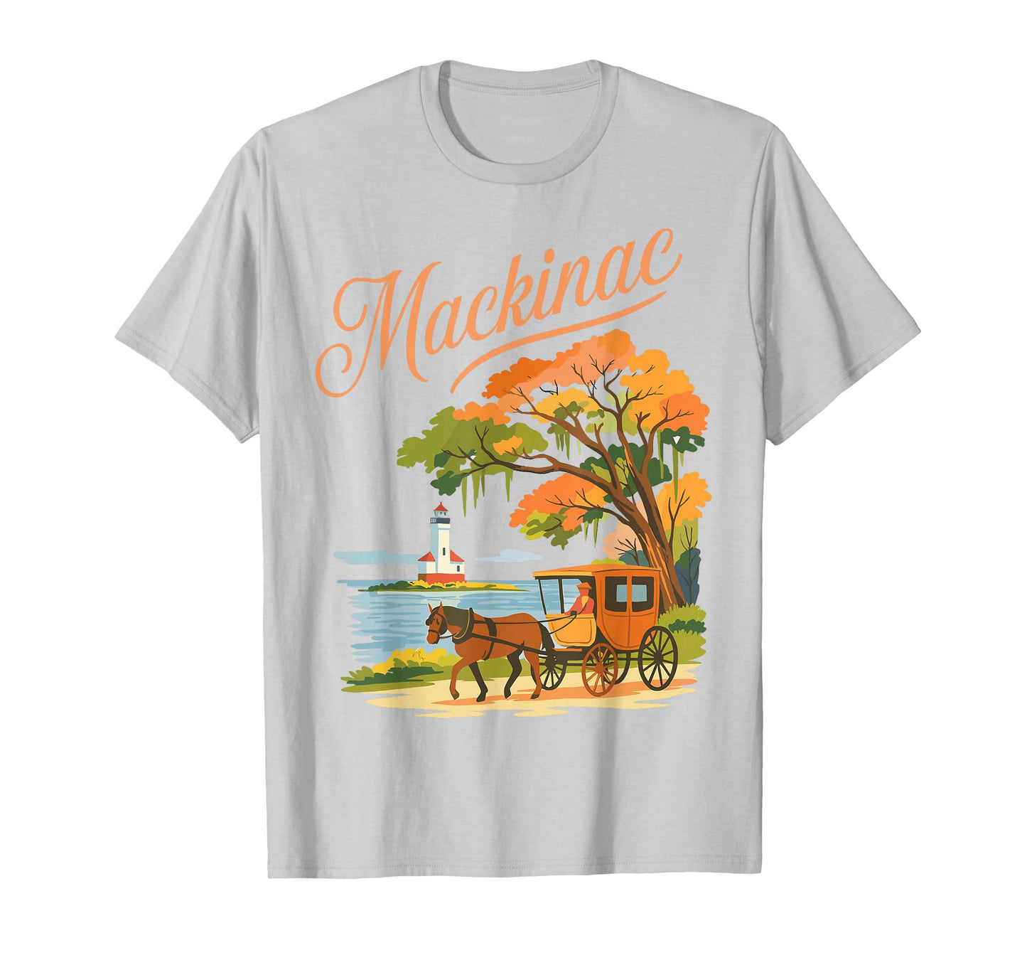 Mackinac Island Carriage Bridge Lakeview Vintage Ferry Scene T-Shirt