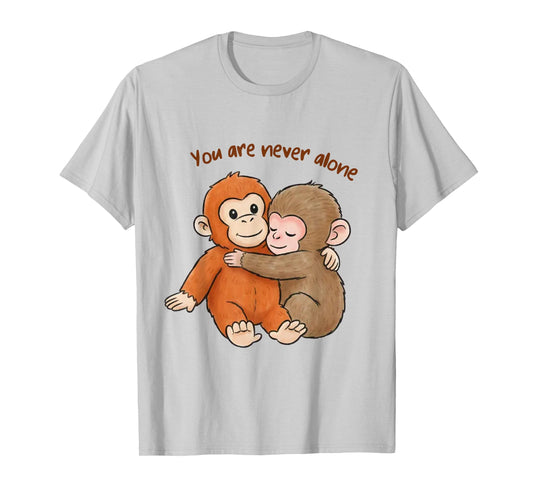Viral Punch Monkey, You are Never Alone T-Shirt - T-Shirt | Ash
