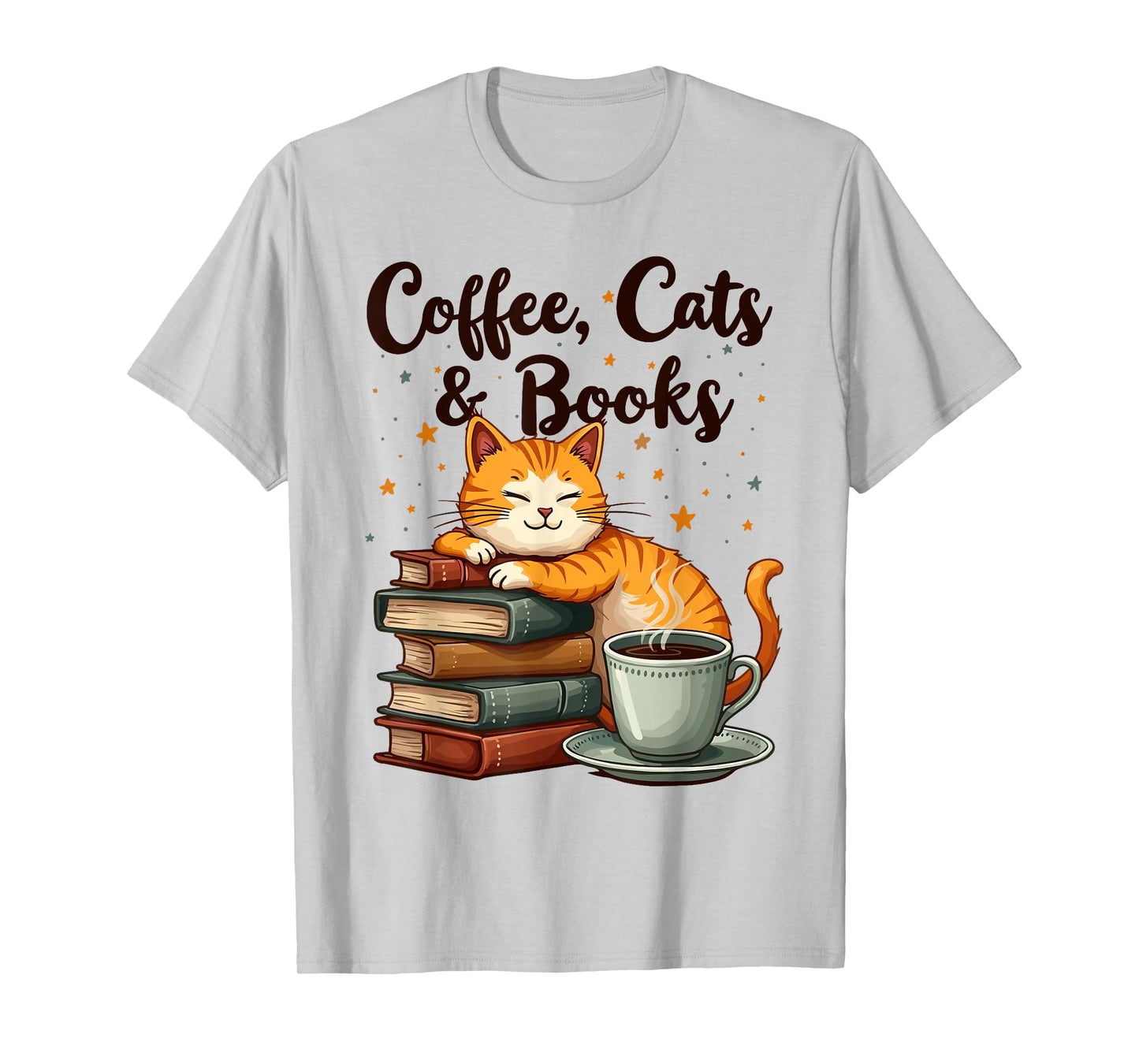 Coffee Cats And Books Lover, For Women & Girls, Funny Coffee T-Shirt