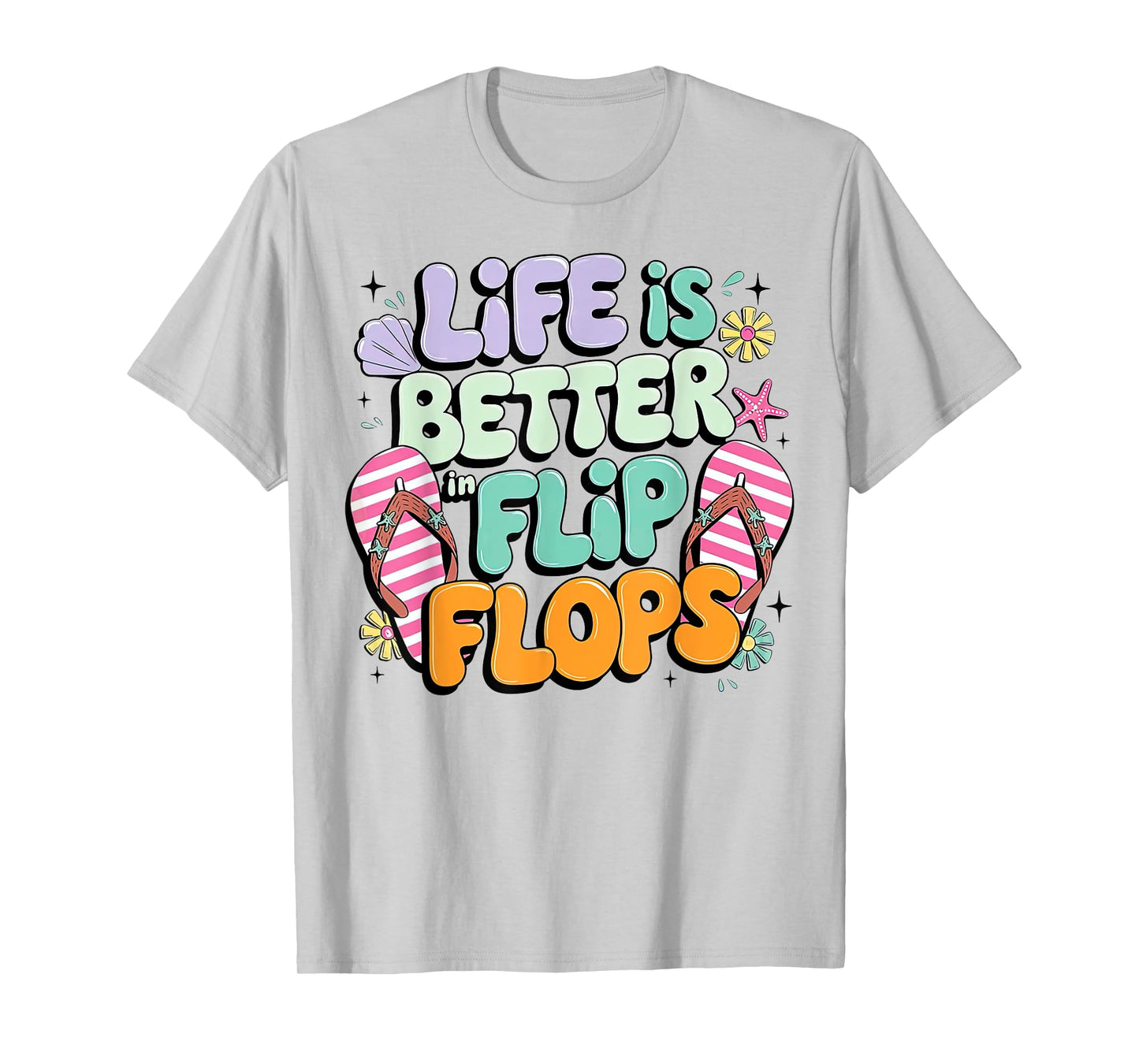 Life Is Better In Flip Flops Retro Summer Beach Girls Womans T-Shirt
