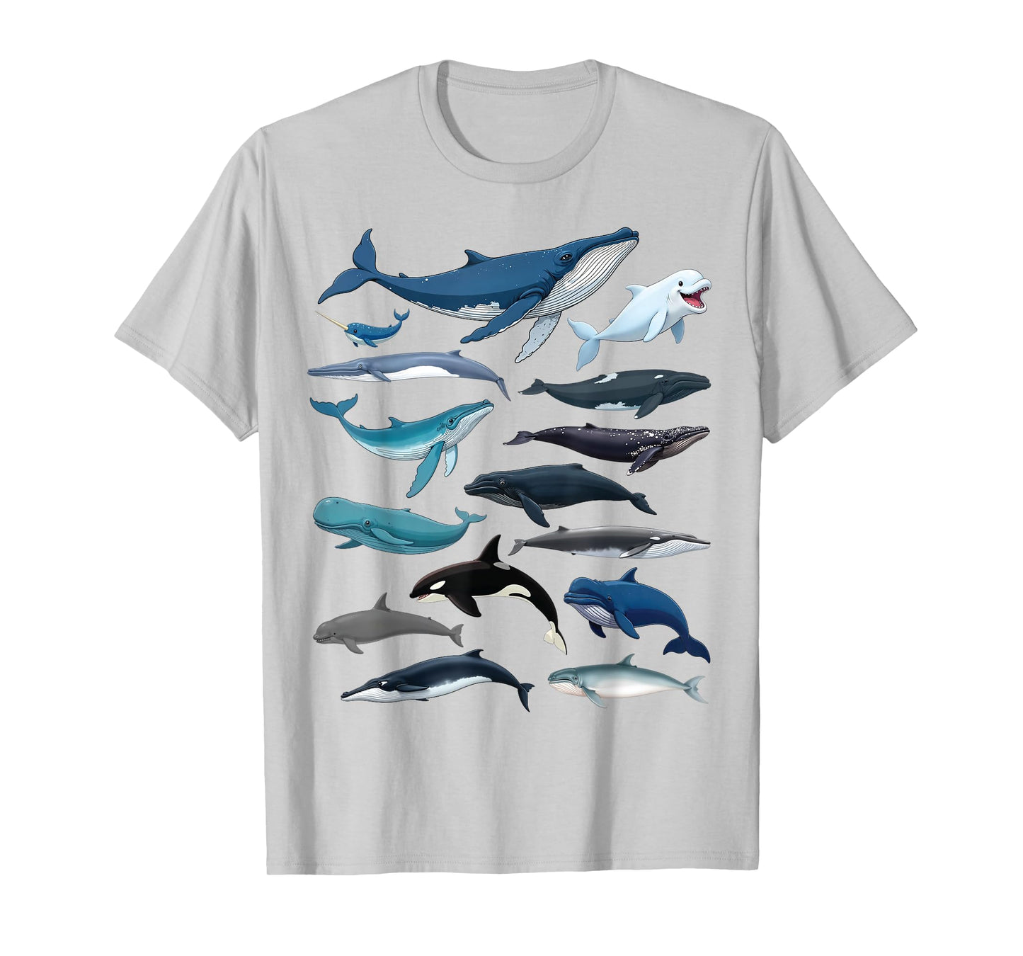Types of Whales Educational Marine Life Enthusiast Biologist T-Shirt