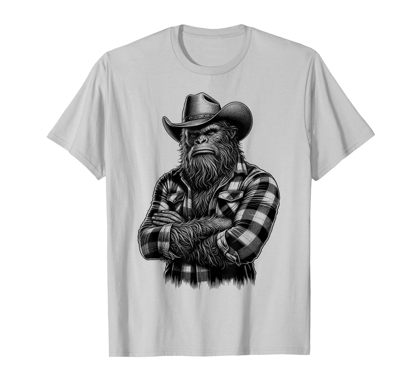 Bigfoot Sasquatch Funny Vintage Cowboy Cryptid Graphic Myth T-Shirt