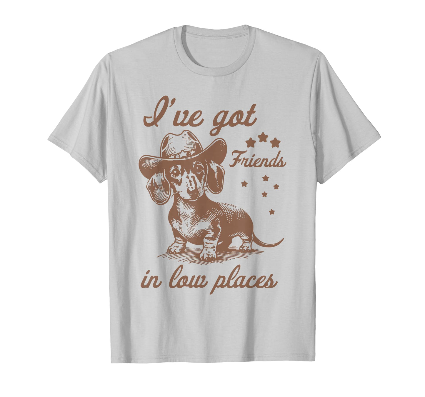 Retro I've Got Friends In Low Places Funny Dachshund Cowboy T-Shirt