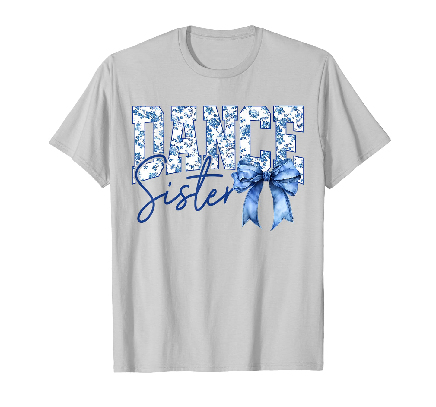 Dance Sister Coquette Bow Toile Blue Bow Floral Coquette Bow T-Shirt