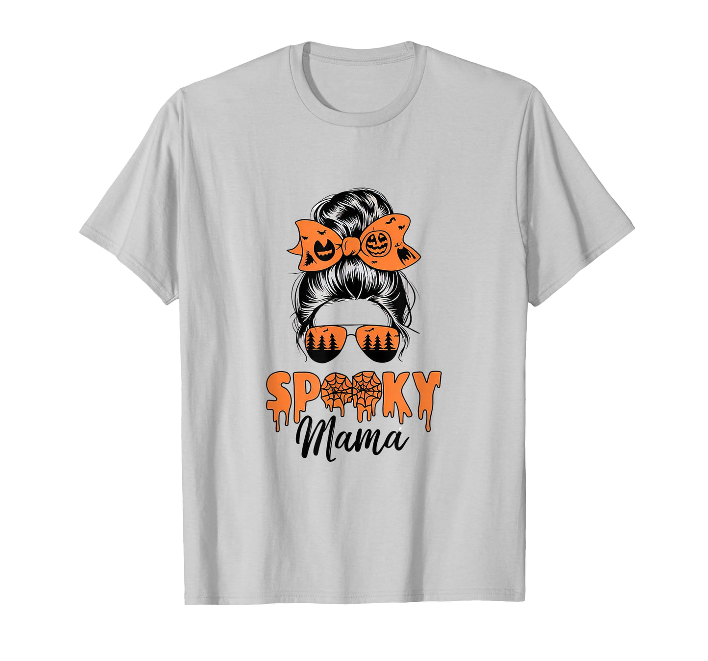 Spooky Mama Mommy Halloween Mom Life Messy Bun T-Shirt