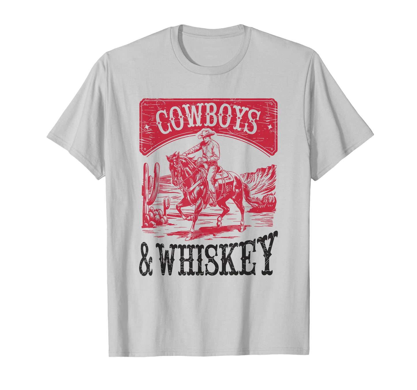 Cowboys & Whiskey, Vintage Bronc Rider Cowgirl T-Shirt