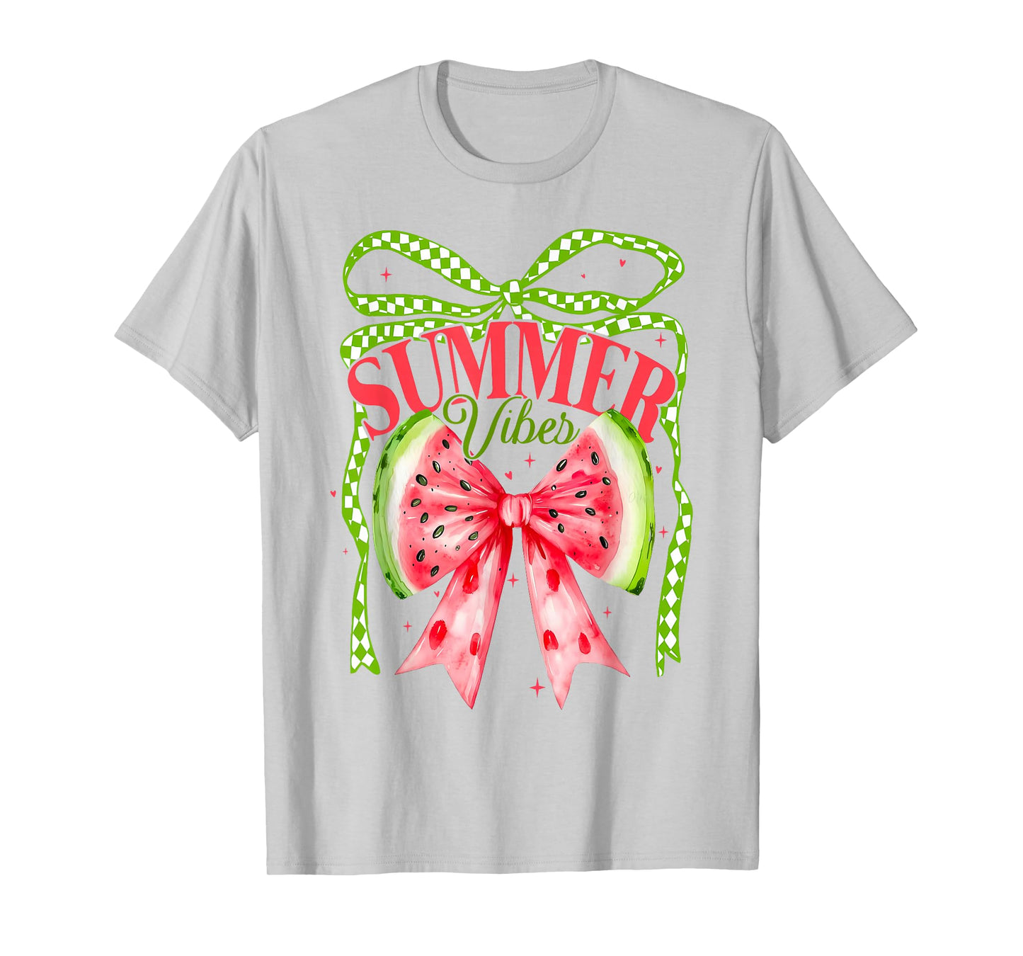 Summer Vibes Coquette Watermelon Bow Hello Summer Beach Girl T-Shirt