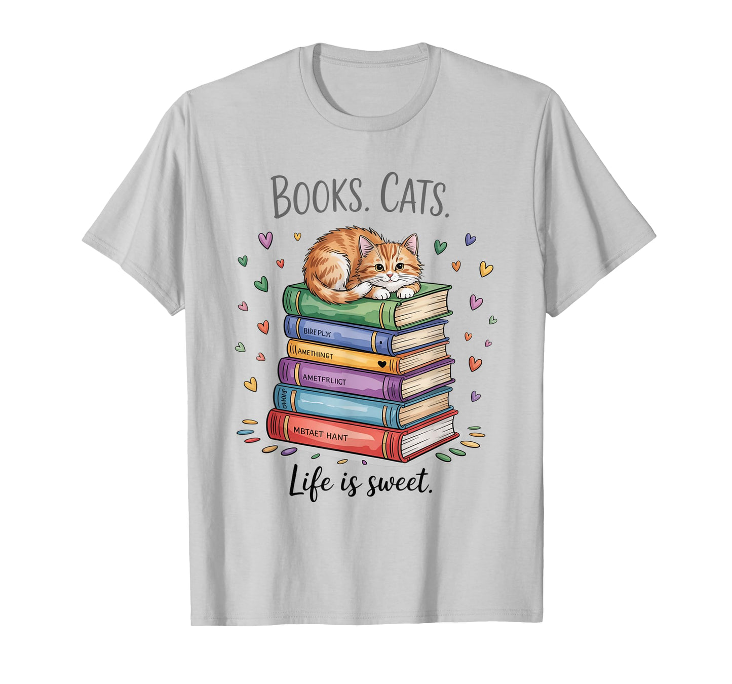 Funny Cats Books Lover Men Women T-Shirt