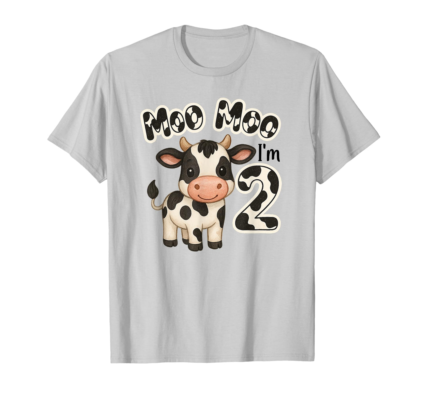 Moo Moo I'm Two 2nd Birthday Funny Cute Cow Sounds Toddler T-Shirt
