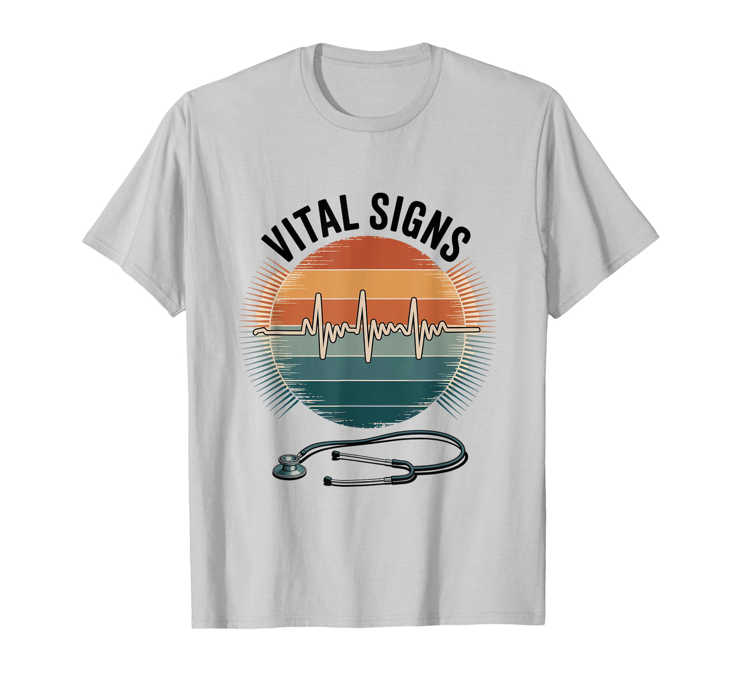 Vital Signs Heartbeat Stethoscope Sunset T-Shirt