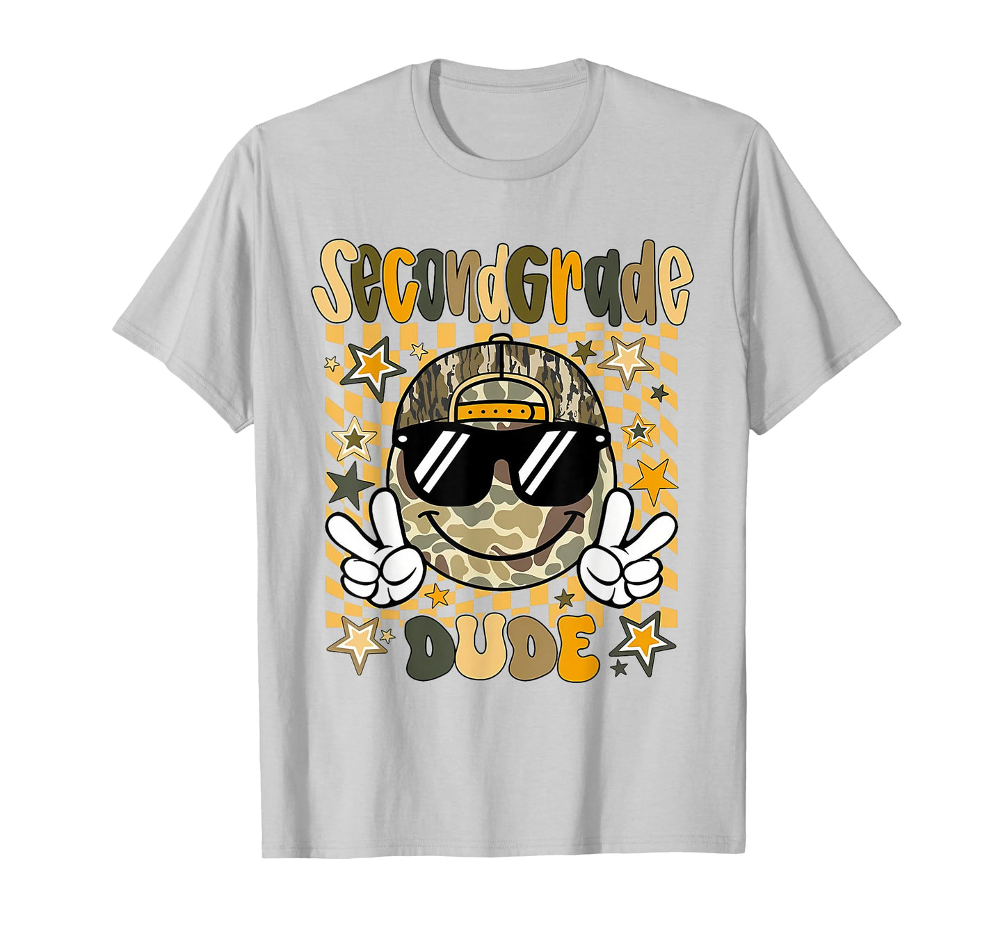Second Grade Camo Camouflage Smile Face Back To School Kids T-Shirt