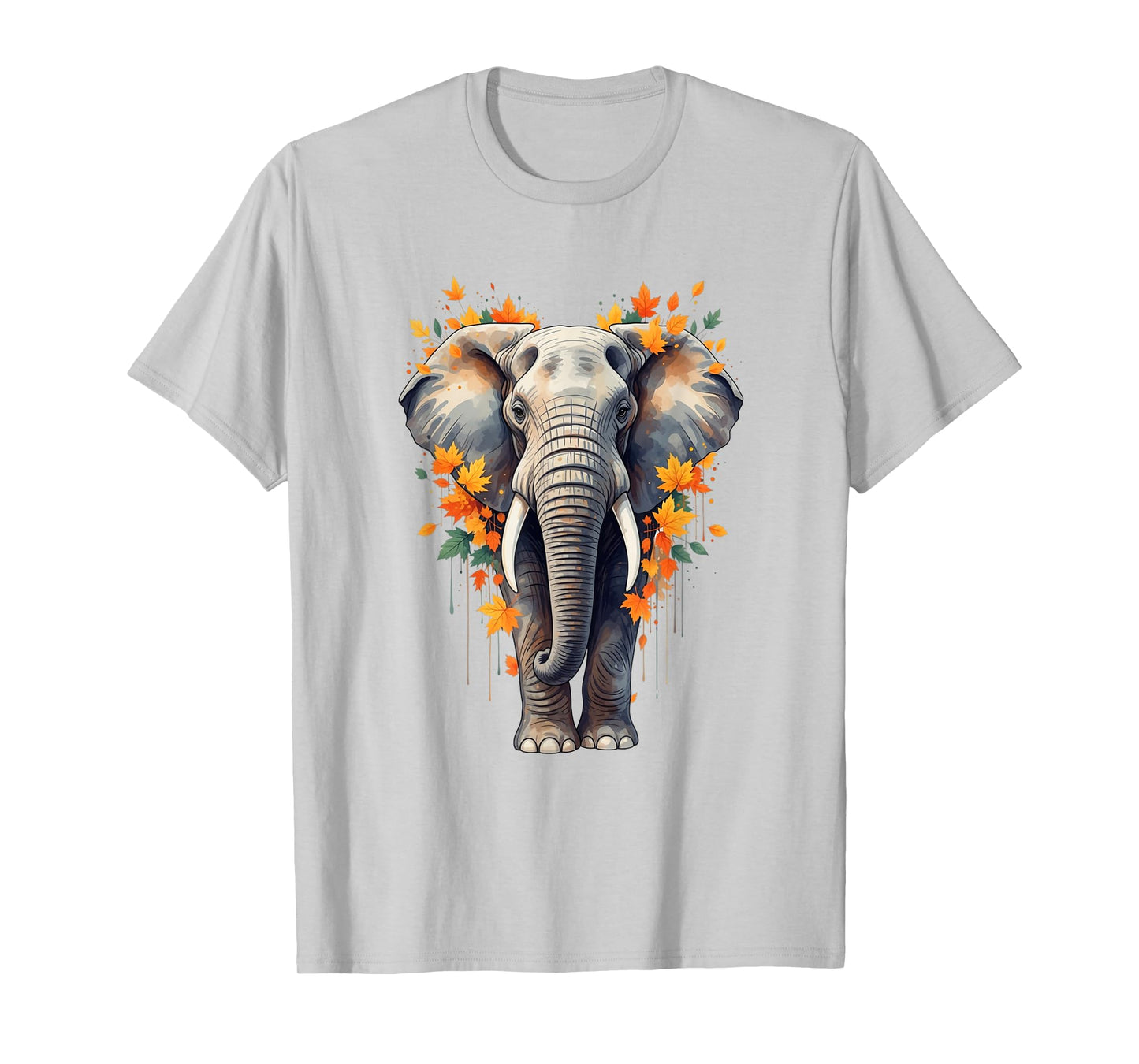 Elephant Autumn Leaves Nature Art for Wildlife Men Women Kid T-Shirt