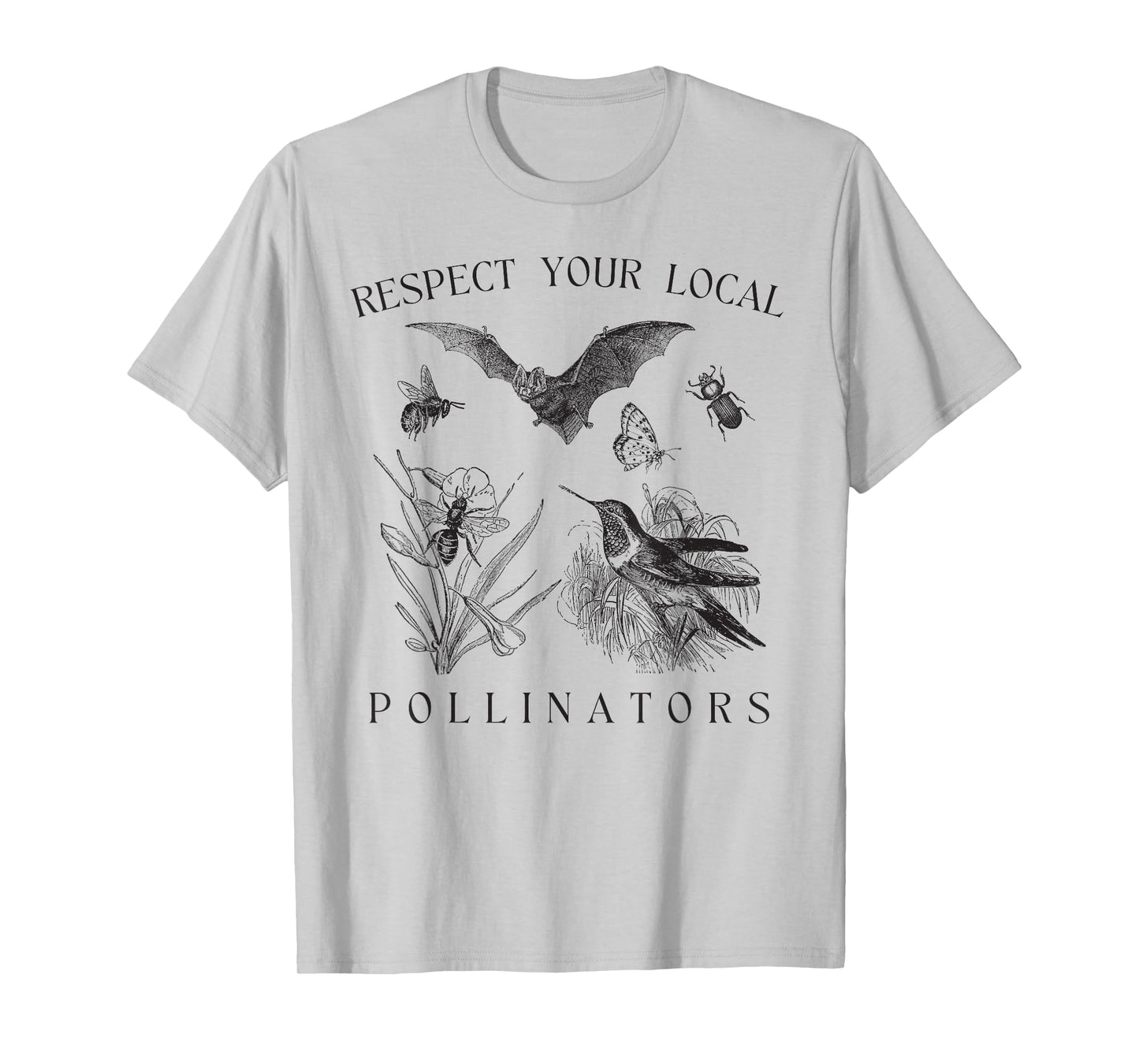Eco-Friendly Wildlife Conservation Apparel Respect Your Local Pollinators Vintage Bug Protect Nature Unisex-Adults T-Shirt White Small Classic Fit Short Sleeve Spring, Summer