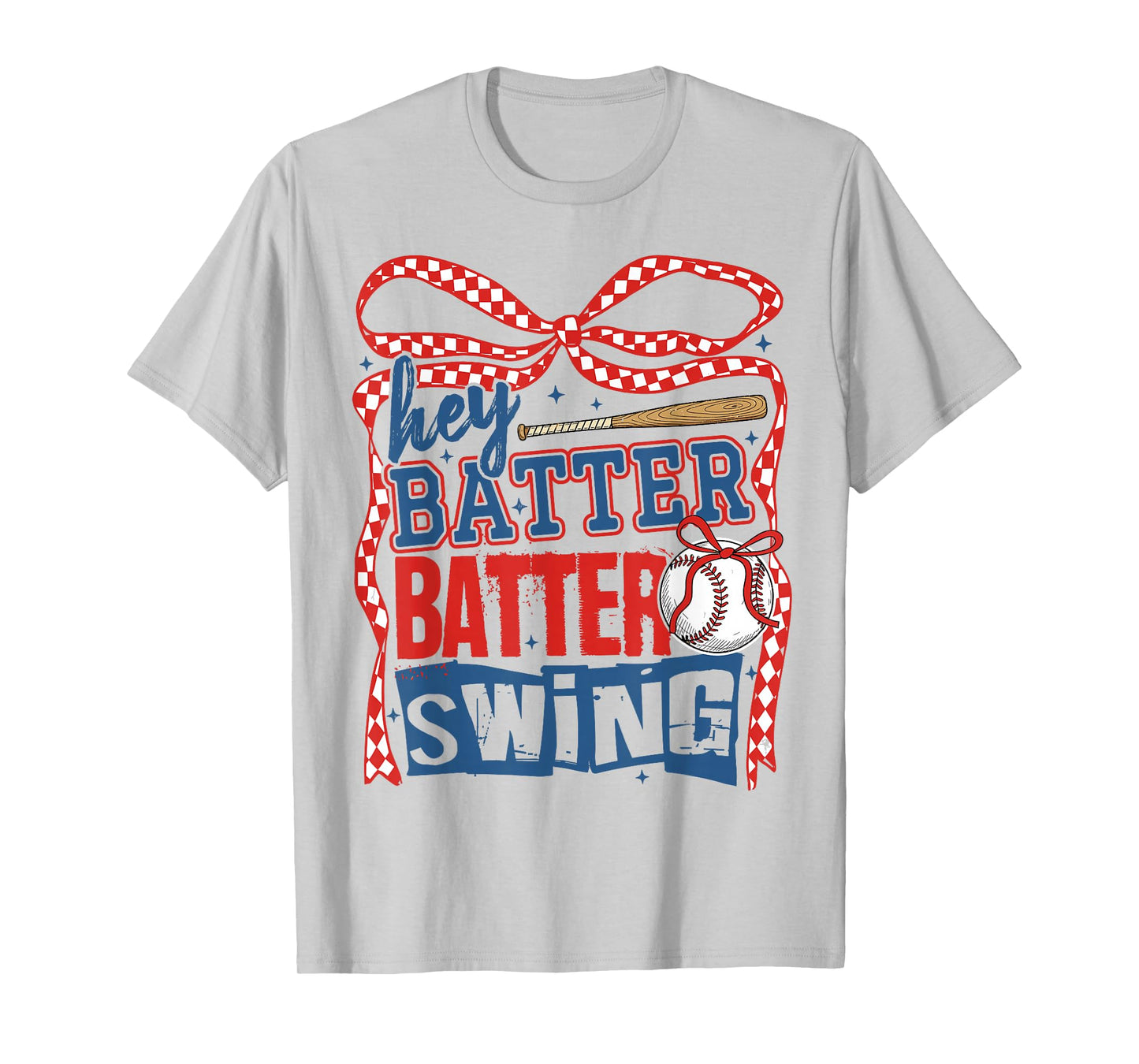 Baseball Mom Hey Batter Batter Swing Coquette Bow Womens T-Shirt