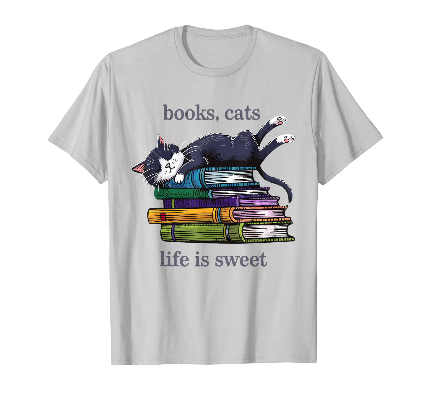 Funny Cats Books Lover Men Women T-Shirt