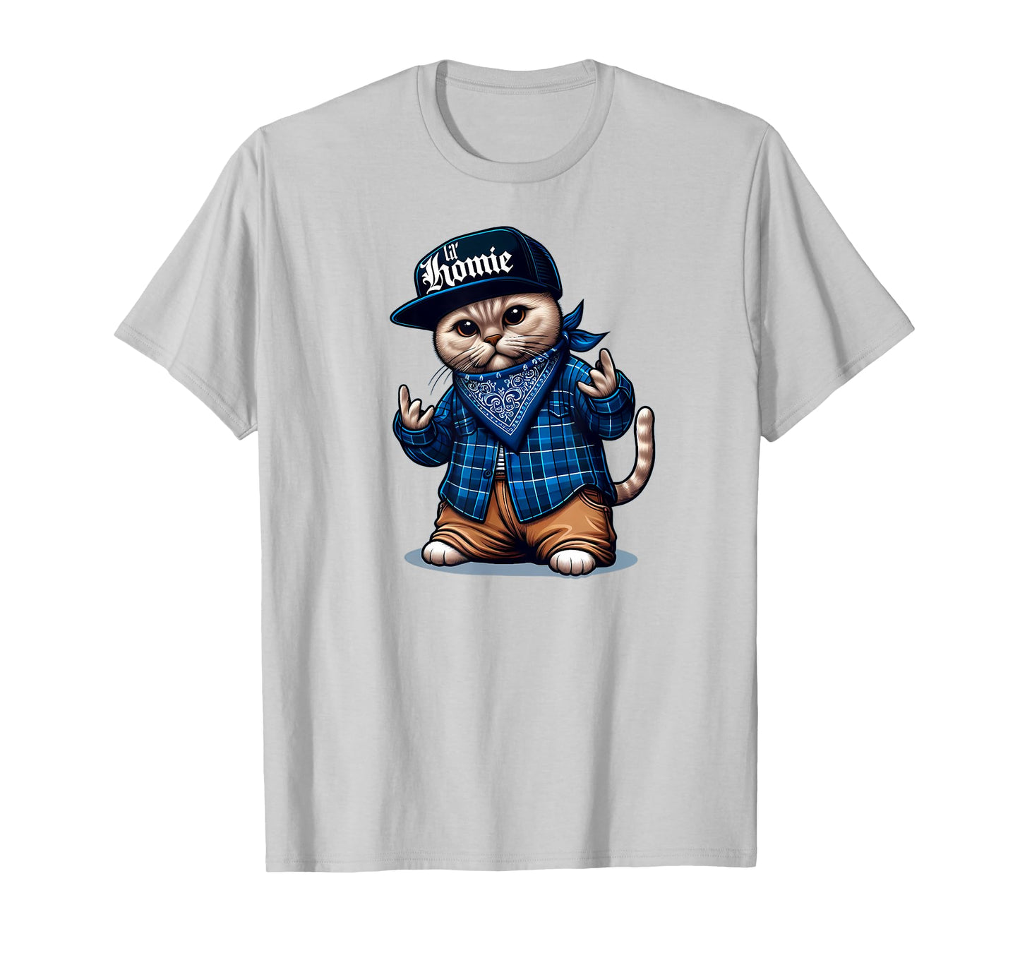 LIL HOMIE Cute Cholo Cat Chicano Art West Coast Hip Hop T-Shirt