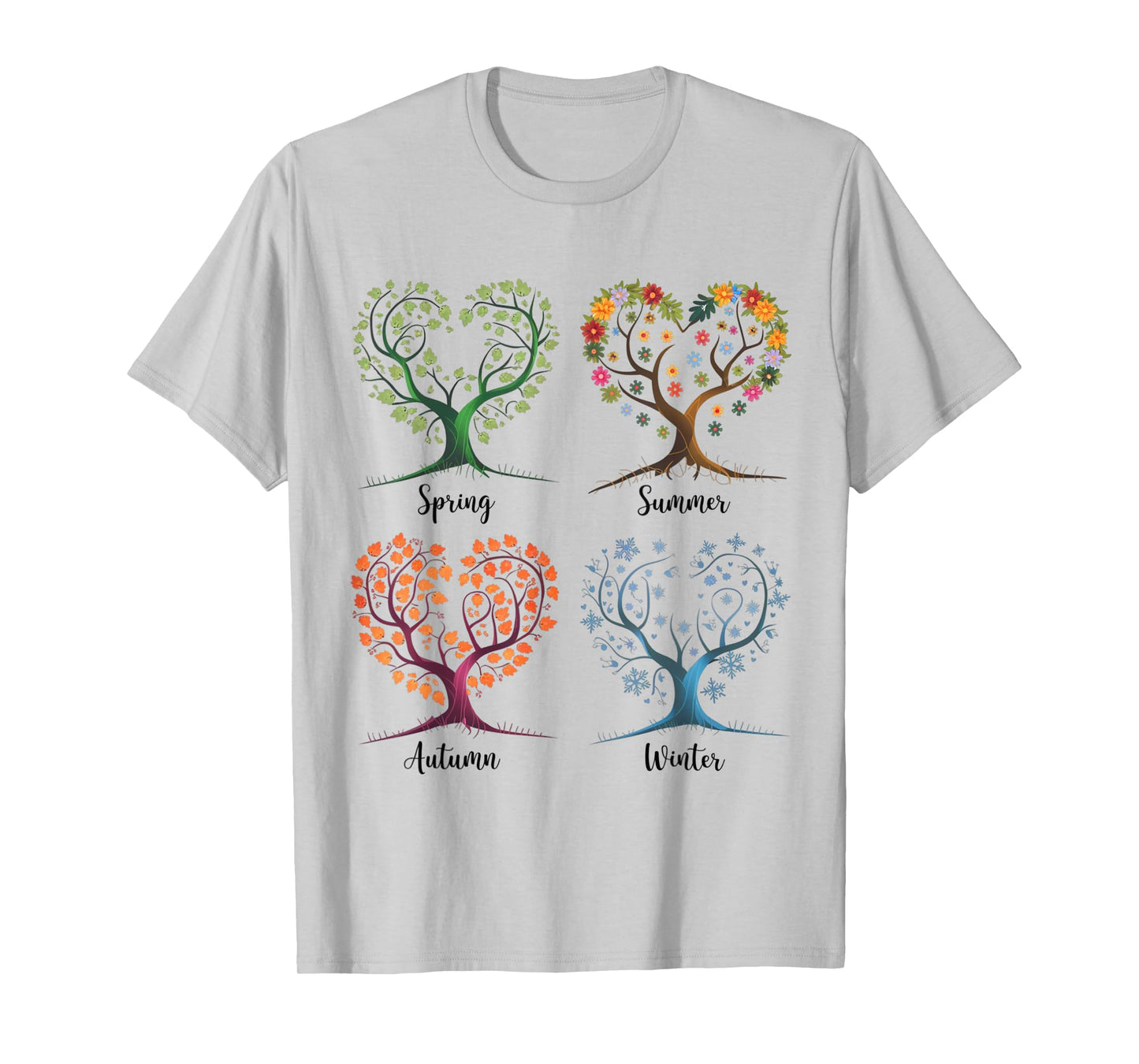 Four Seasons Tree Nature-Inspired Heart Shaped Heart Tree T-Shirt