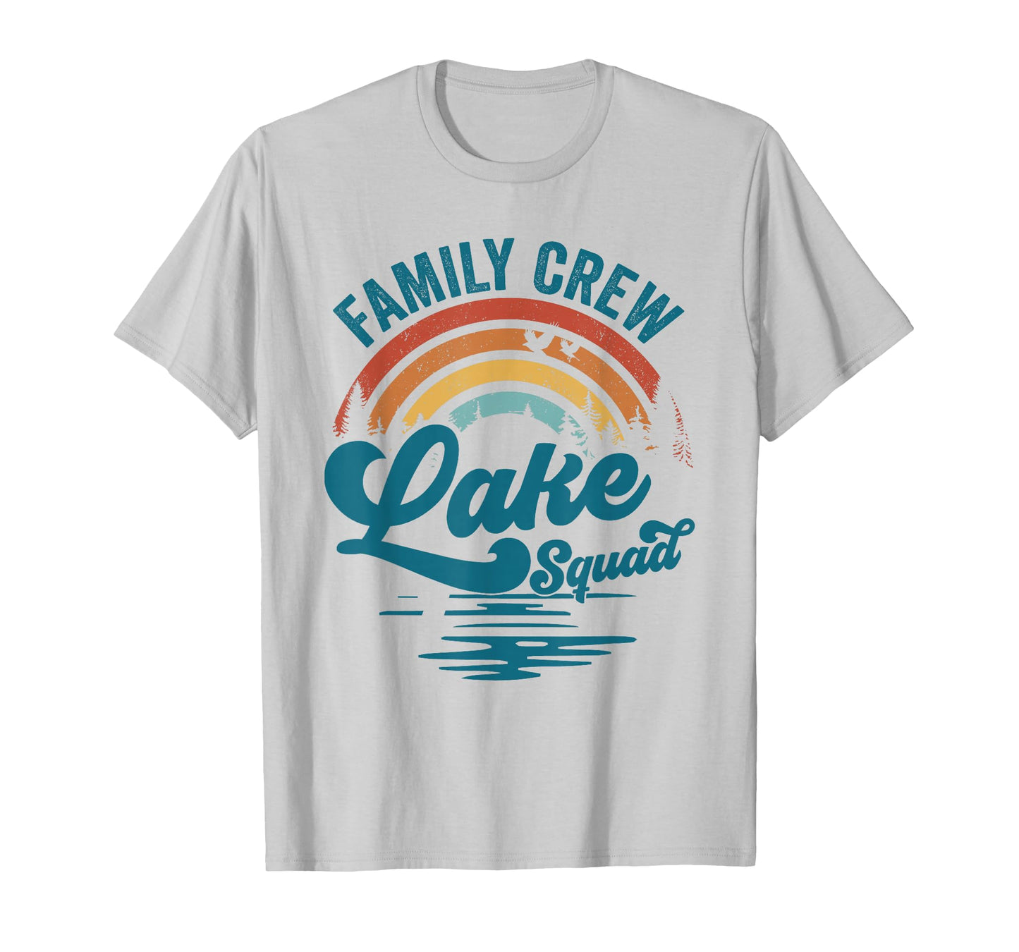 Family Crew Lake Squad Groovy Rainbow Vacation Lake Trip T-Shirt