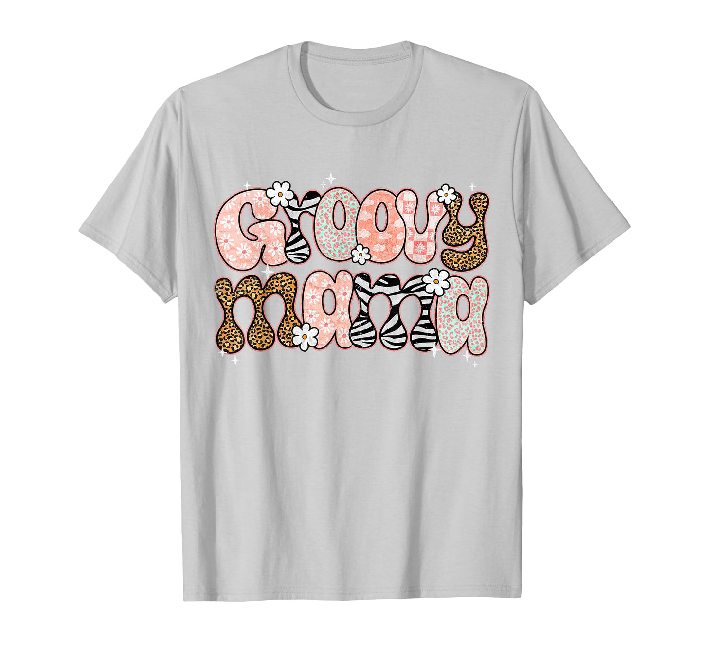 Groovy Mama Mommy Retro Floral Mom Life Leopard Maternity T-Shirt