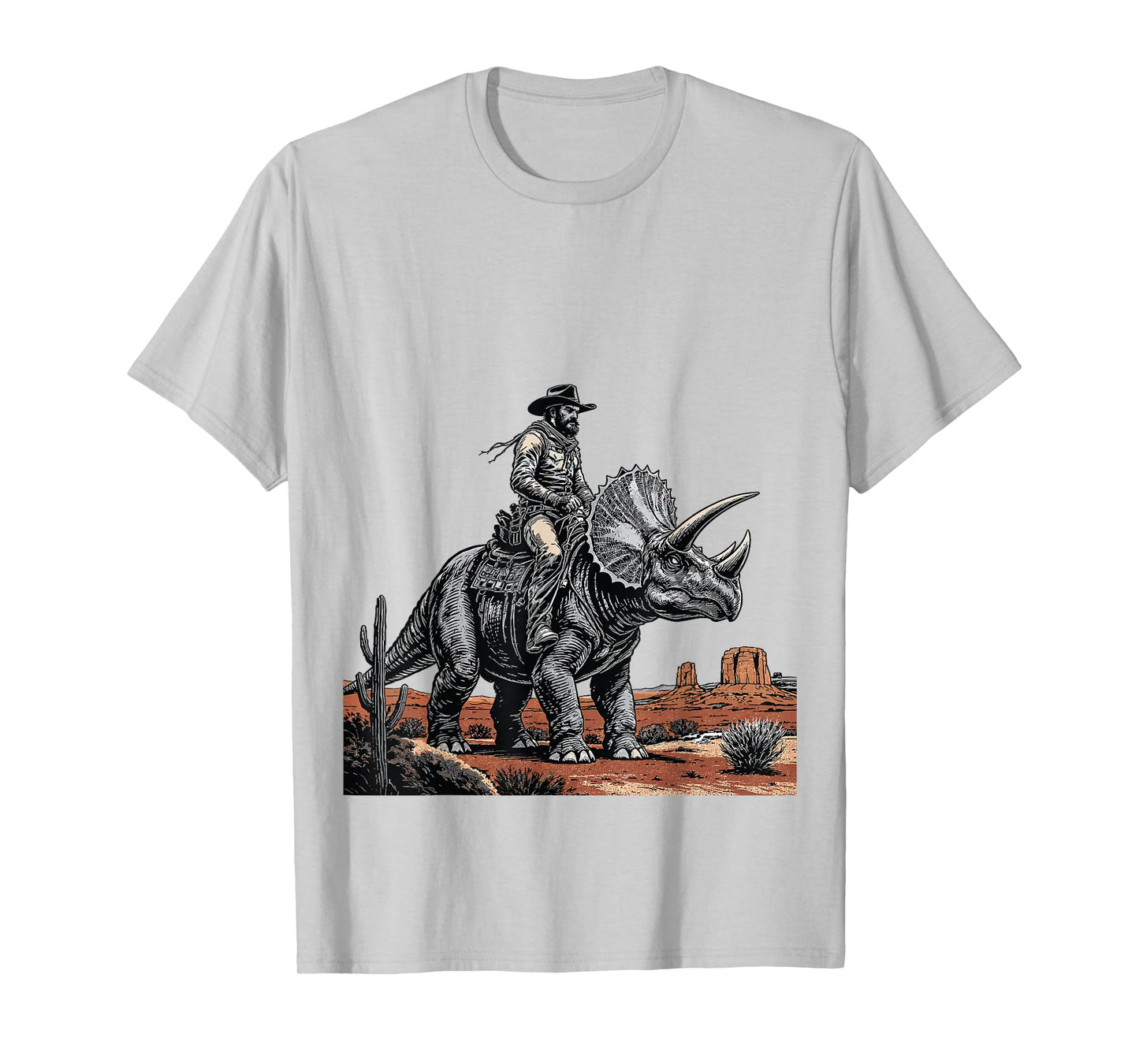 Cowboy Riding Triceratops Funny Western Dino T-Shirt