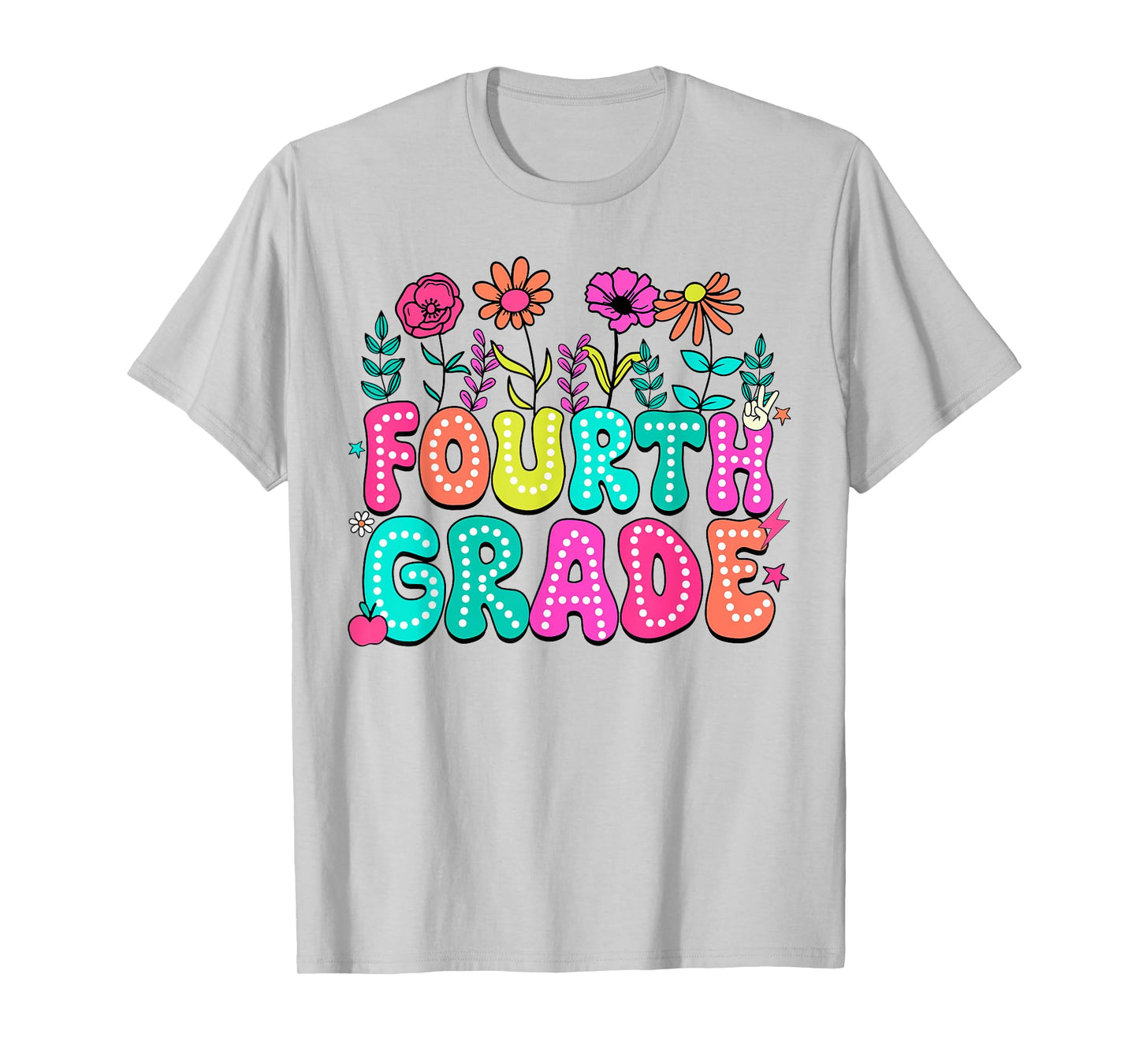 4th Grade Teacher Student Wildflower Back To School Floral T-Shirt for Men Women Kids