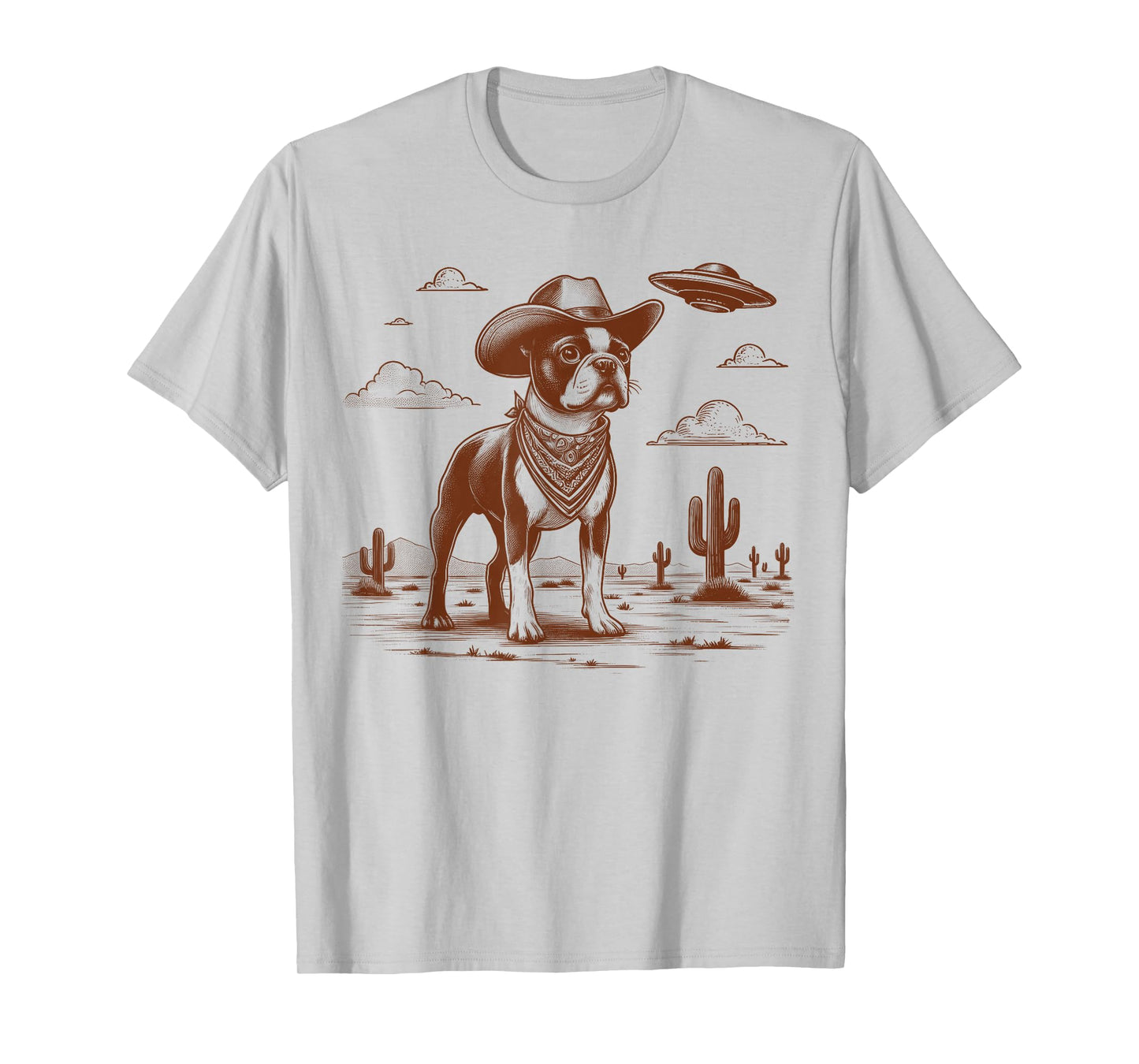 Boston Terrier Lover Dog Mom UFO Wild West Western Life T-Shirt