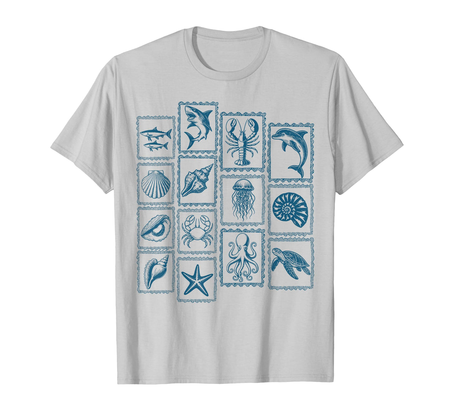 Ocean Wildlife Vintage Shark Turtle Octopus Dolphin Beach T-Shirt