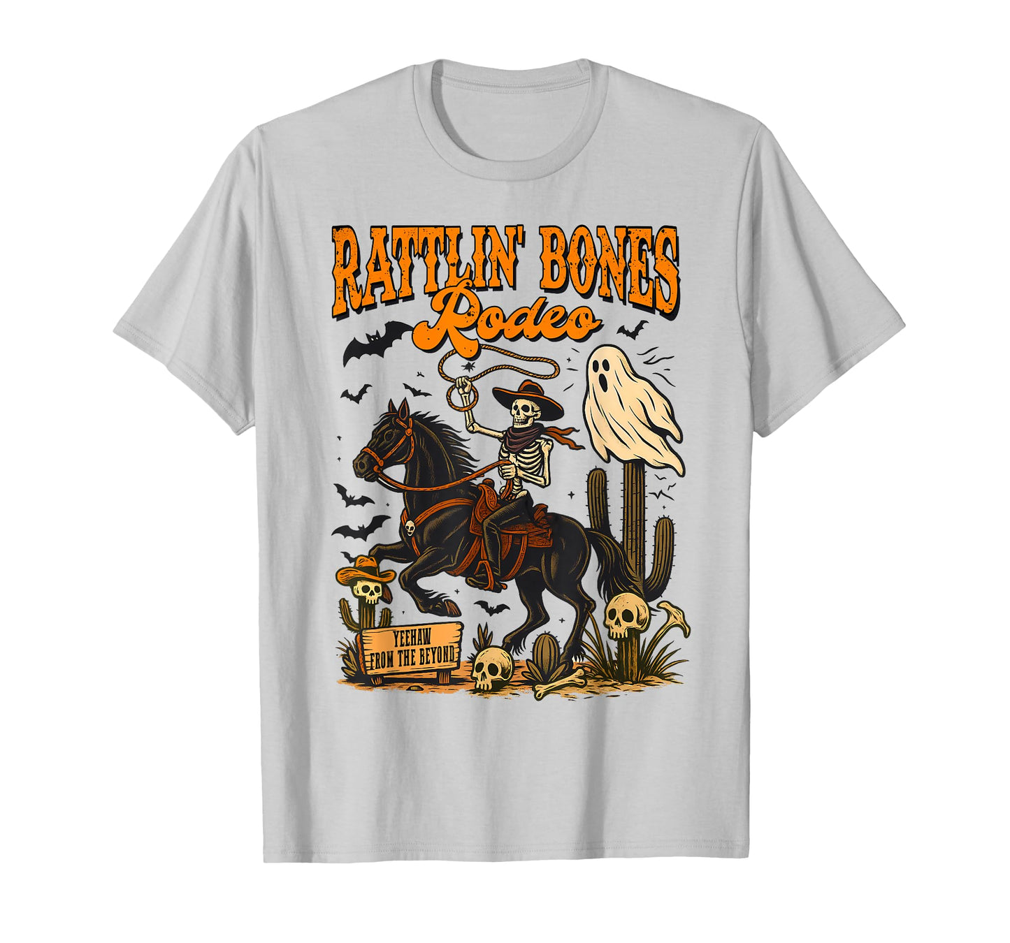 Halloween Spooky Western Life Cowboys Rattlin' Bones Rodeo T-Shirt