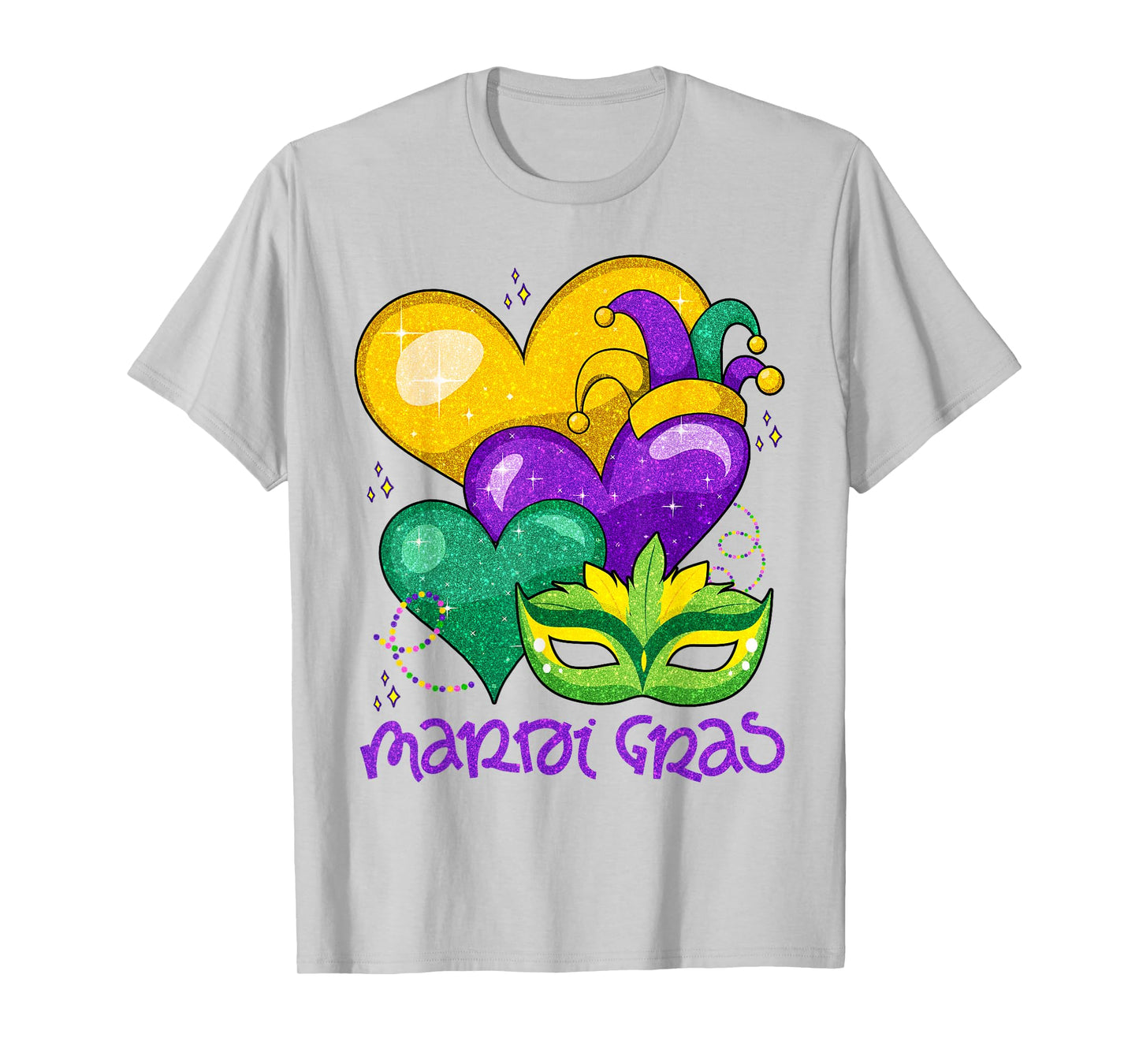 Mardi Gras Hearts Cute Outfit Women Girls Kids Toddler T-Shirt