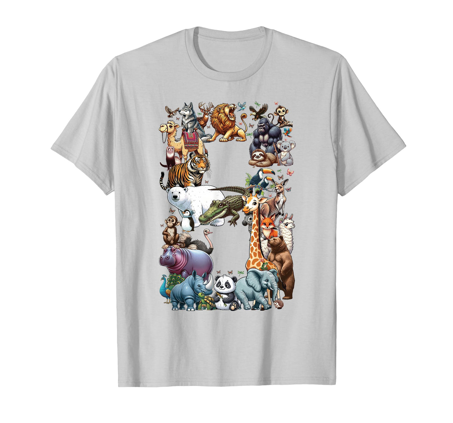 8th Birthday 8 Years Old Zoo Animals Wildlife Safari Jungle T-Shirt