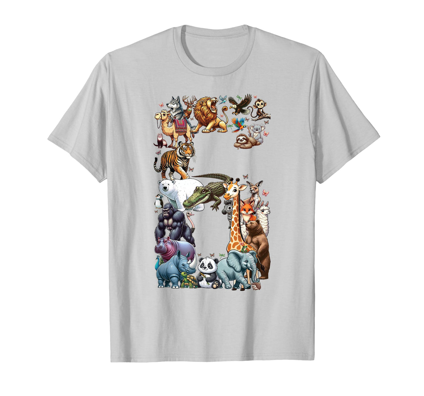 6th Birthday 6 Years Old Zoo Animals Wildlife Safari Jungle T-Shirt