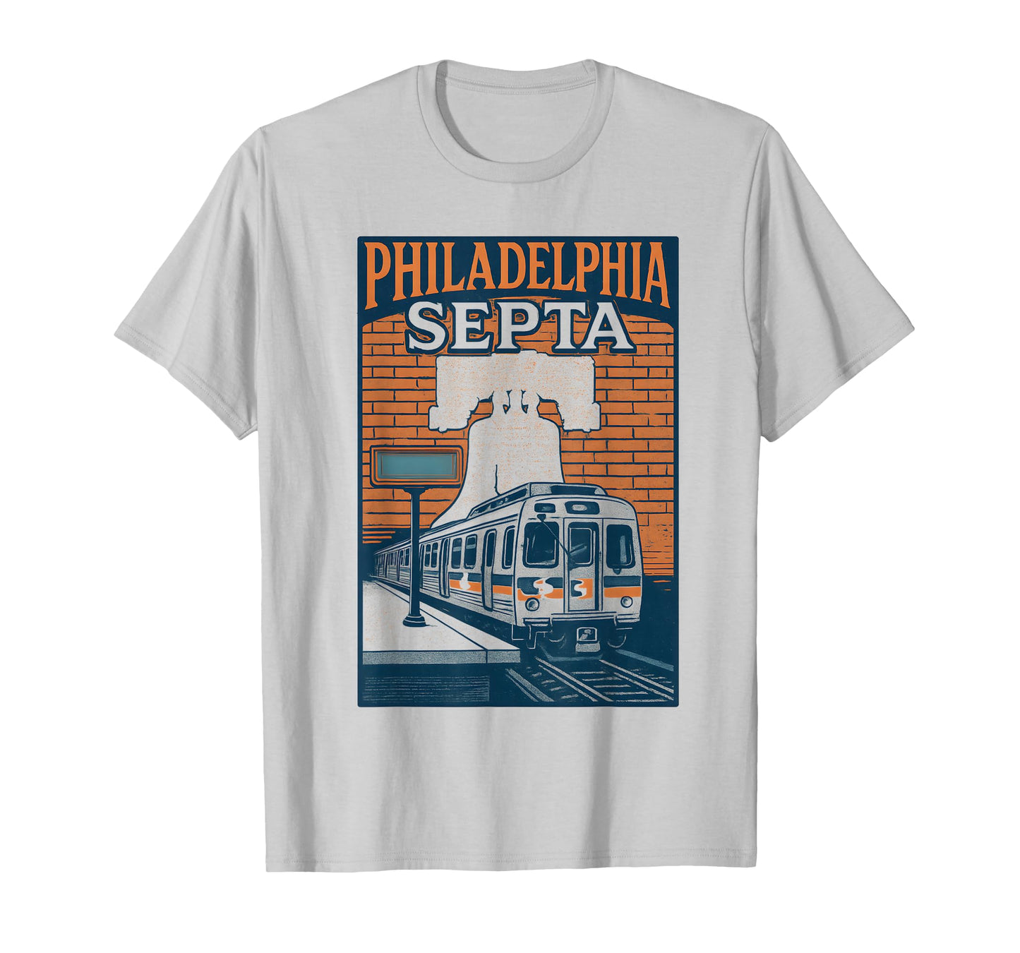Philadelphia Septa Train Retro Transit Liberty Bell Artwork T-Shirt