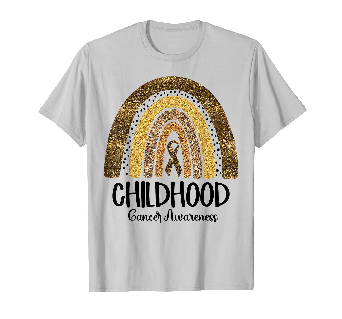 Childhood Cancer Awareness Gold Ribbon Rainbow Women Kids T-Shirt