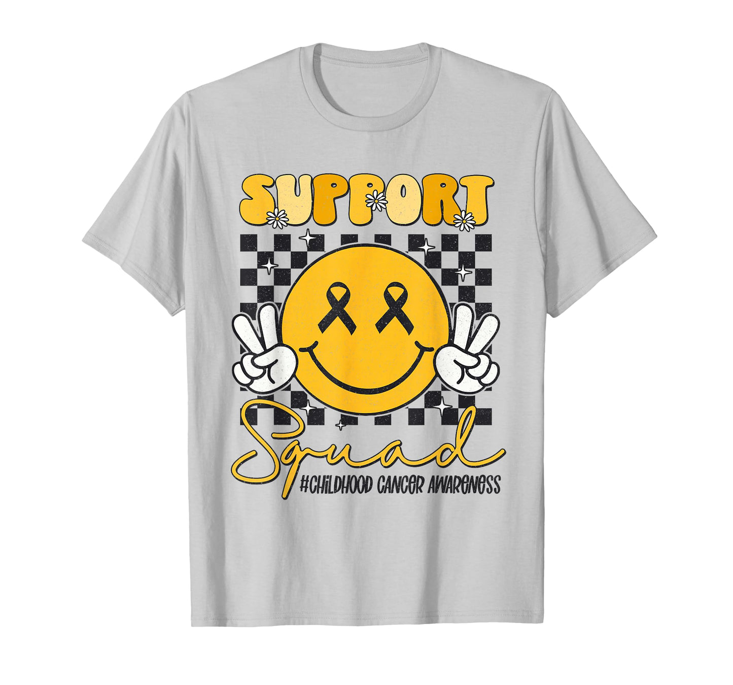 Childhood Cancer Awareness Smile Face Gold Ribbon Support T-Shirt