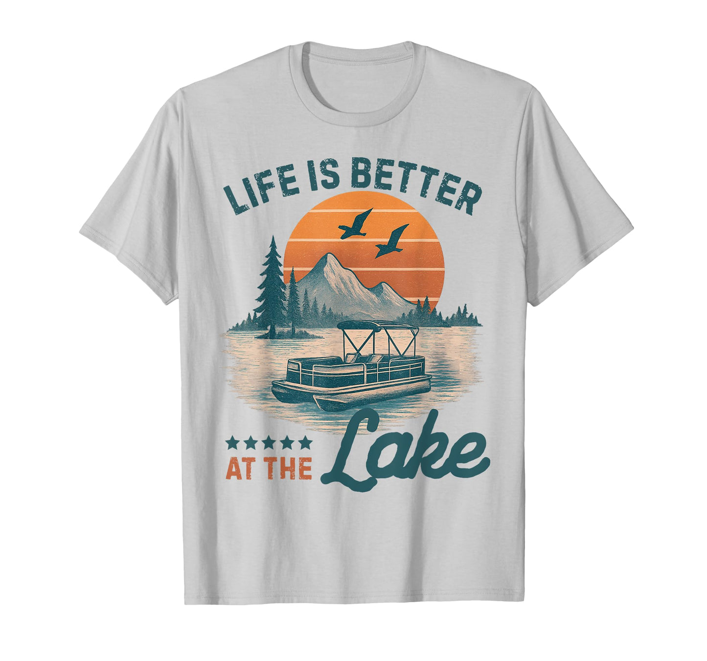 Life is Better at The Lake Pontoon Vintage Pontoon Boat T-Shirt