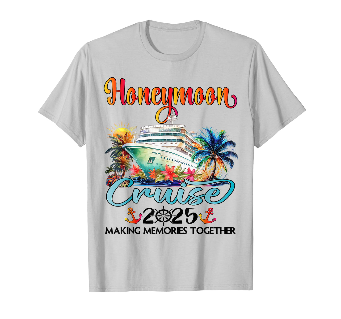 Honeymoon Cruise 2025 Just Married Matching Couple Vacation T-Shirt