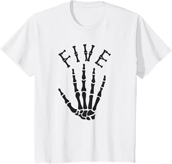 Kids Five Fifth Birthday Skeleton Fifth Halloween 5th Birthday T-Shirt