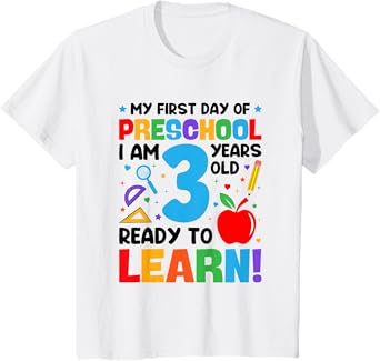 Kids My First Day of Preschool 3 Years Old First Day of School T-Shirt