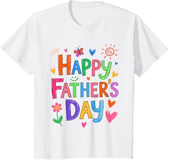 Kids Happy Father's Day Funny Daughter Girl Boy Kid Hand Drawn T-Shirt