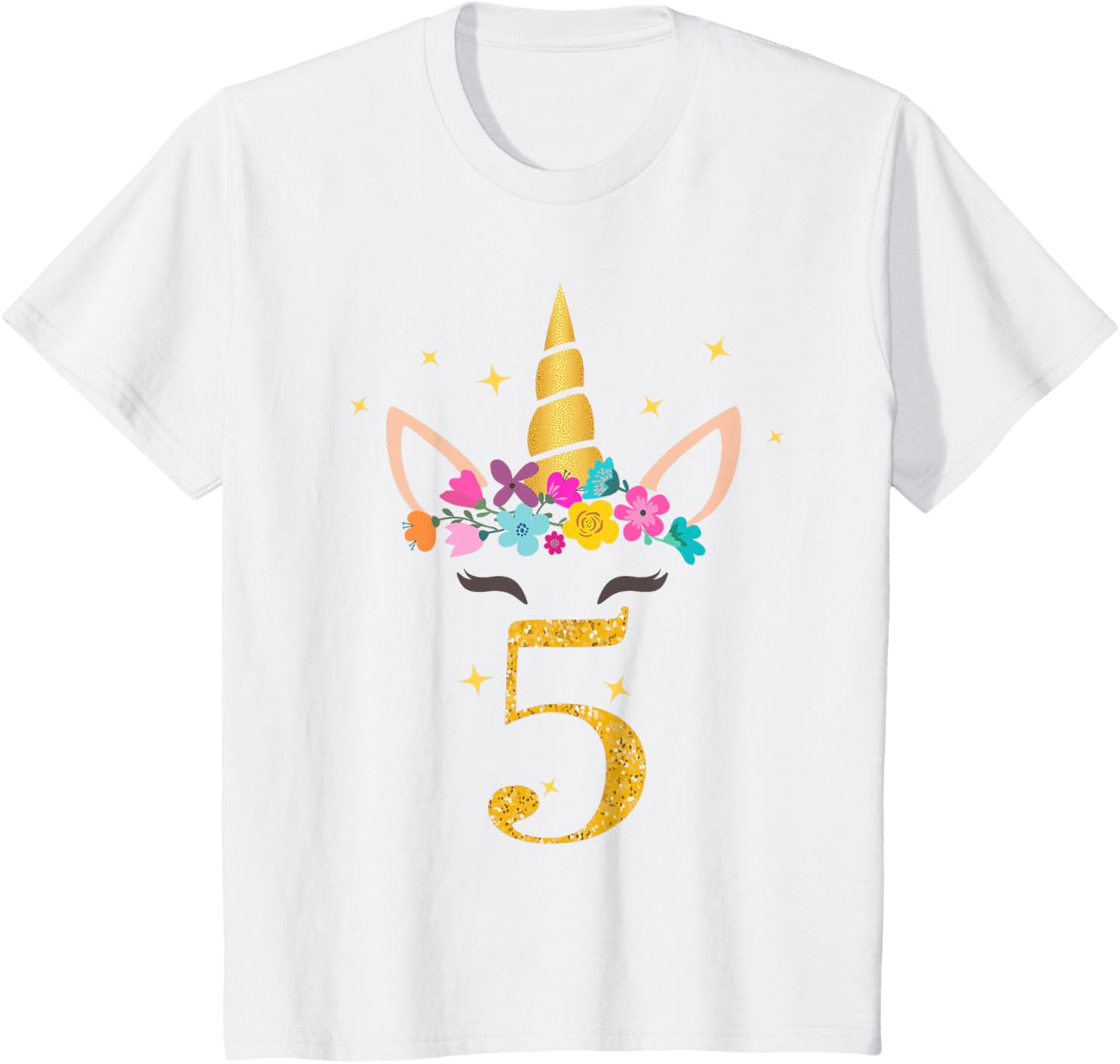 Kids 5th Birthday Unicorn Design for Girls 5-Year-Old T-Shirt