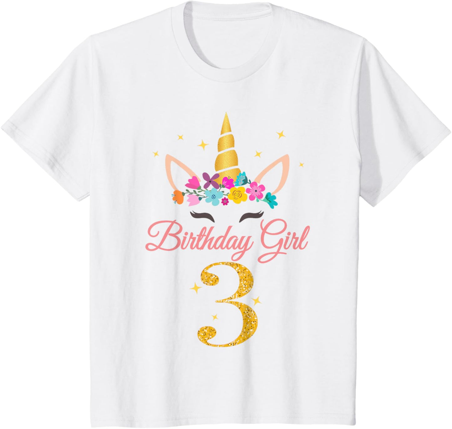 Kids 3 Birthday Girl Unicorn Design 3-Year-Old 3rd BDay T-Shirt