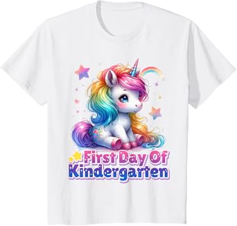 First Day Of Kindergarten Unicorn Back To School Girls Kids T-Shirt