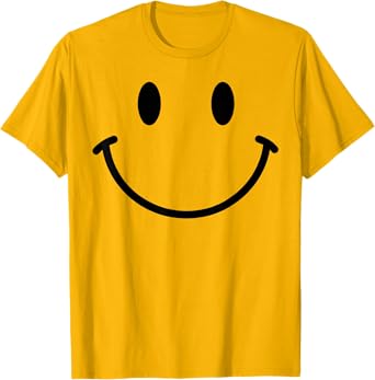 70s Yellow Smile Face Happy Smiling Positive Retro Funny T-Shirt