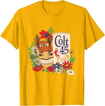 Licensed Vintage Colt 45 Beer Donkey Floral T-Shirt