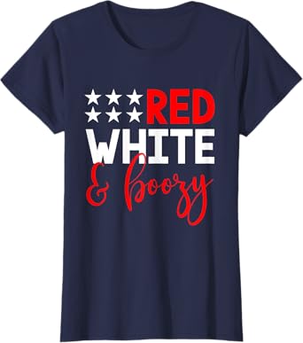 Womens Red White & Boozy 4th of July Party Shirt Funny Drinking T-Shirt